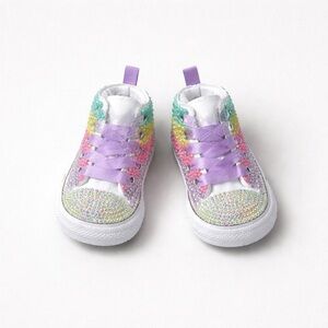 Ready to ship -Pastel Color Pearl Encrusted converse -Easter Converse Hightop